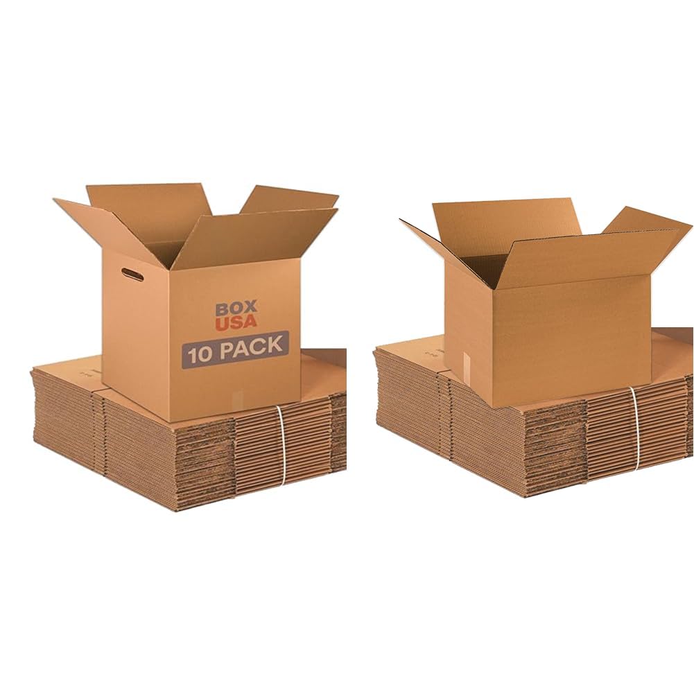 BOX USA 18x18x18 Double Wall Boxes with Handles Pack of 10 and 20-Pack 18x14x12 Medium Moving Boxes