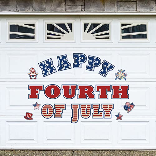Whaline 23Pcs 4th of July Patriotic Garage Door Magnets Sticker Happy Magnet Decal Refrigerator Sticker American Flag Theme Garage Decal for Independence Day Party Supplies Home Decor