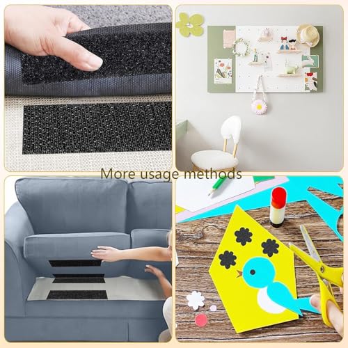 Image of Heavy Duty Adhesive Hook Look Tape Couch Cushion Grip Furniture Strips for Keep Couch Cushions from Sliding