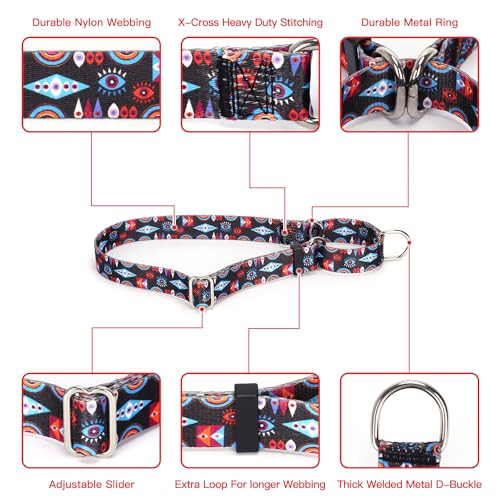 Martingale Halsband für Hunde, rutschfest, ausbruchsicher, Würgen, kein Ziehen, weiches Nylon, verstellbar, für kleine, mittelgroße und große Rassen, Tribal M