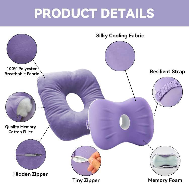 Generic Ear Piercing Pillow and Knee Pillow, Piercing Pillow for Side Sleepers, Ear Hole Pillow, Knee Pillow (Navy Blue)