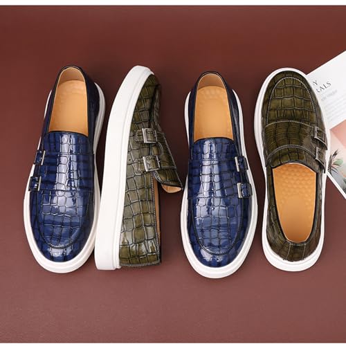 Men's Crocodile Print Double Monk Strap Slip-on Loafers Fashion Patent Leather Classic Oxford Dress Business Shoes Rointed Toe Comfort Sneakers4