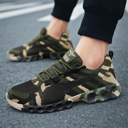 Image of Camo Men Outdoor Sneakers Camouflage Running Shoes Male Military Training Casual Sports Rock Climbing Camping Hiking Shoe Footwear