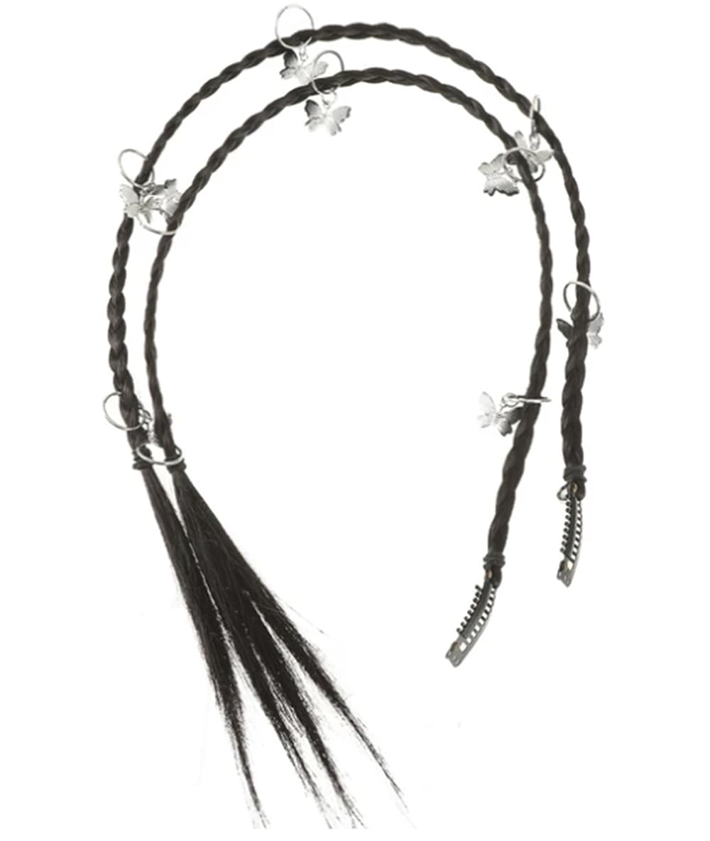 Hair Extensions Clip In Box Braids (Black Brown - Butterfly Ring Hair Braid), 20 inches