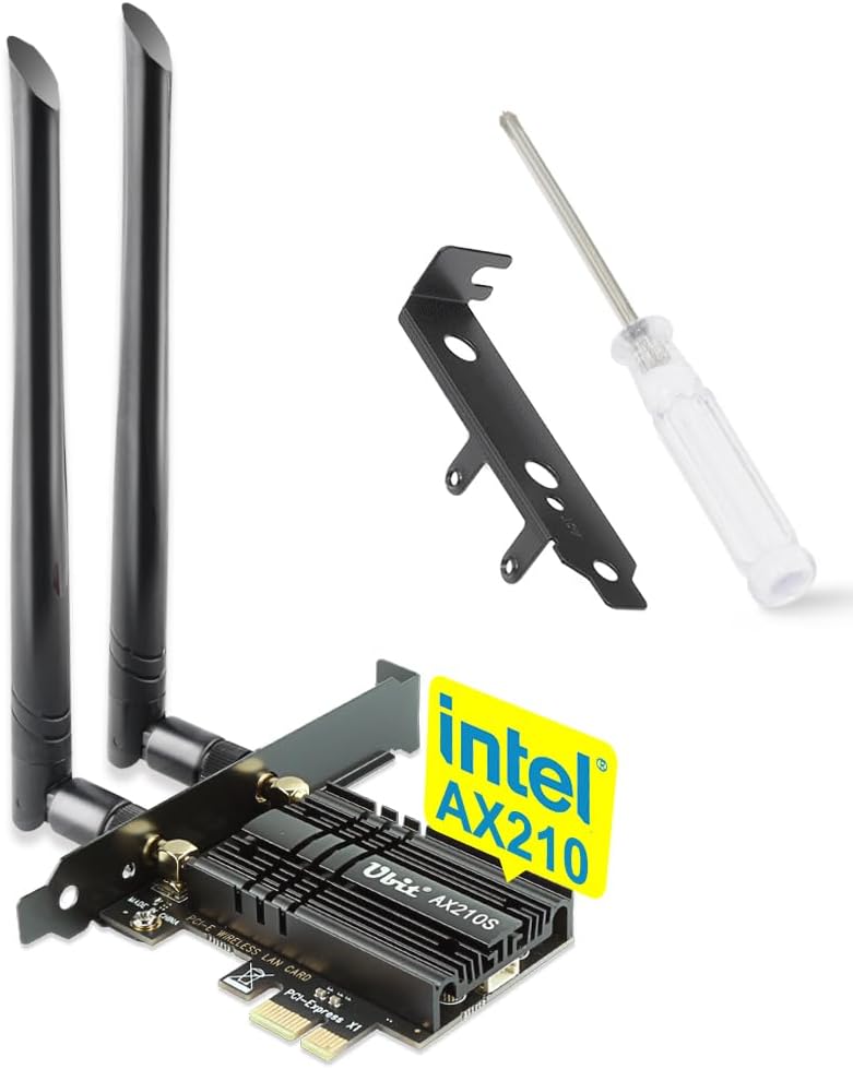 WiFi Card, Ubit Tri-Band 5400Mbps WiFi 6E 6GHz PCIe WiFi Card, BT 5.2, AX210 Wireless WLAN Adapter with MU-MIMO,OFDMA,Ultra-Low Latency, Supports Windows 10/11 (64bit)