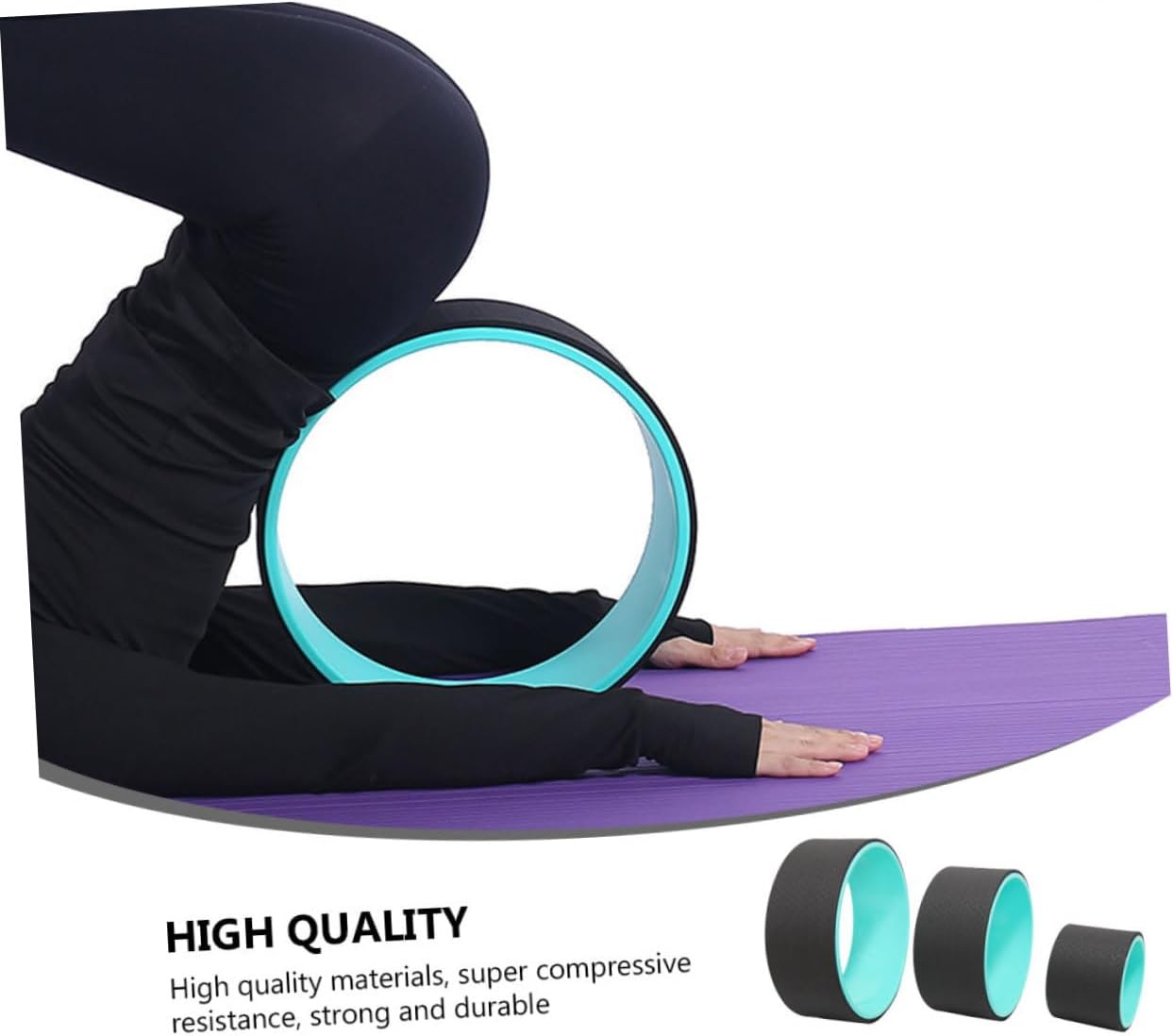 Yoga Wheel Set for Back Pain Relief Deep Stretching Muscle Massage Ergonomic Backbend Roller with Durable Material Outer Black