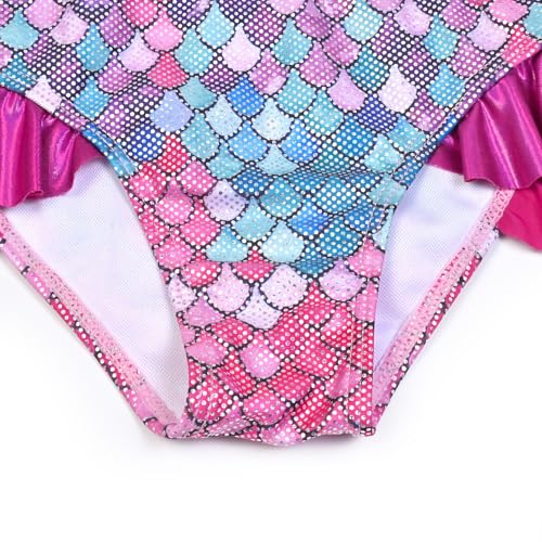 Image of CHILDRENSTAR Girls Metallic Bathing Suits Shiny Ruffles One Shoulder 2 Pieces Swimsuits Cute Bikini Set