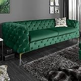 invicta INTERIOR Extravagantes Samt Sofa MODERN BAROCK 240cm smaragdgrün 3-Sitzer Chesterfield Design 3er Couch