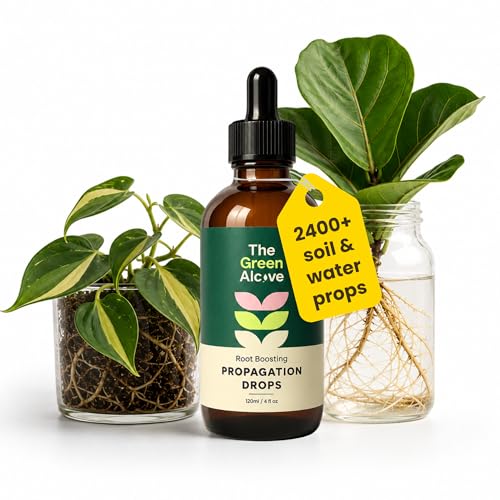 Image of Propogation Drops by The Green Alcove | Rooting Hormone for Cuttings in Water and Soil, Includes 2 Types of Hormones and Added Vitamins for Root Growth (4 fl oz)