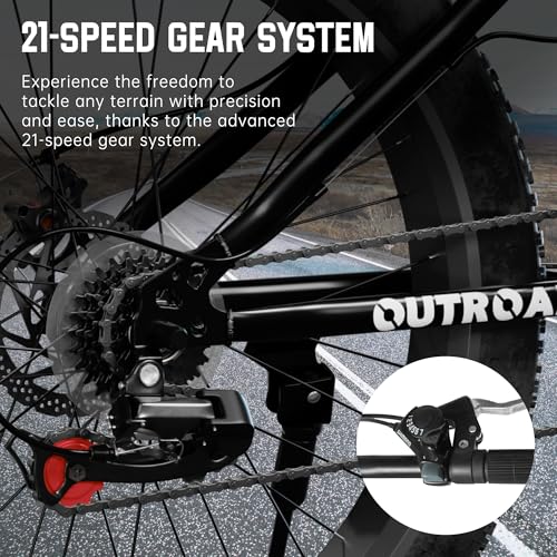 26′ Fat Tire Mountain Bike with 4 inch Knobby Tires, 21