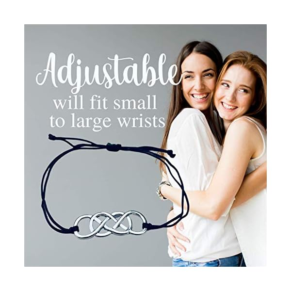 Infinity Collection - Unbiological Sister Charm Bracelets (2 pcs) Friendship Bracelet, Adjustable Bracelet - Soul Sister Knot Bracelets for Women, Teens, and Girls - BFF Gifts, Bestfriend Bracelets