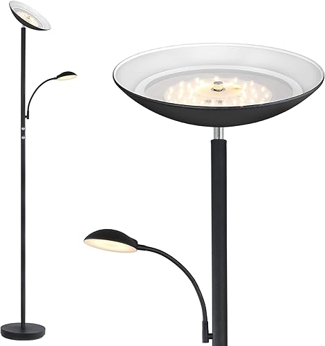 BoostArea Lámpara de pie, lámpara de pie LED de 20 W2000 lm brillante con lámpara de lectura ajustable de 5 W, lámpara de pie regulable continua, 2