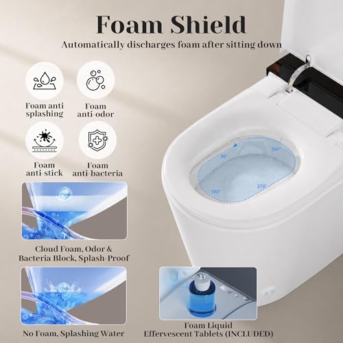 Image of Luxury Smart Toilet with Bidet, Elongated One Piece Toilet with Heated Seat, Dryer, Auto Flush /Lid&Seat, Child Mode, Electric Tankless Toilets for Bathroom with Siphon Flush 1.28 GPF, MAP 1000g