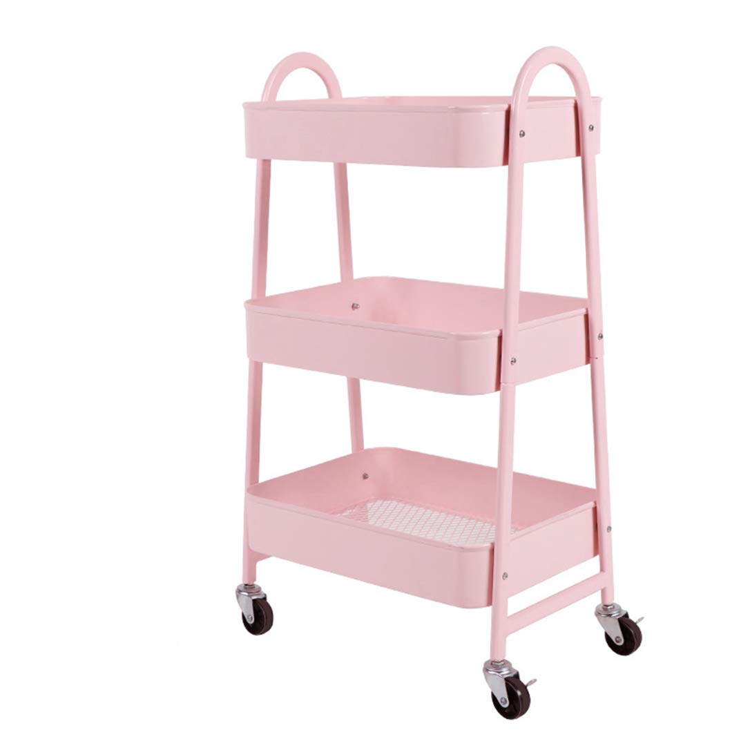 ZYFA Carrello Cucina a 3 Piani Servizio,con Rotelle Bloccabili, Scaffale Portaoggetti Mobile in Acciaio,Carrello Portaoggetti Multiuso, Carrello Salvaspazio, Scaffale Rete Metallica Contenitori