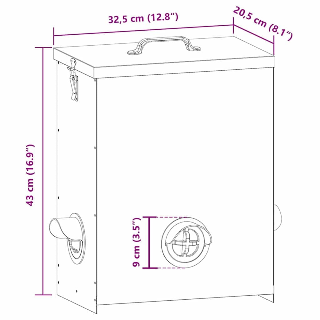 vidaXL Comedero para Pollos 2 pcs Plateado 32,5 x 20,5 x 43 cm, Comedero Moderno para Aves, Resistente y práctico, jardín y Exteriores, cuidando a Tus Mascotas