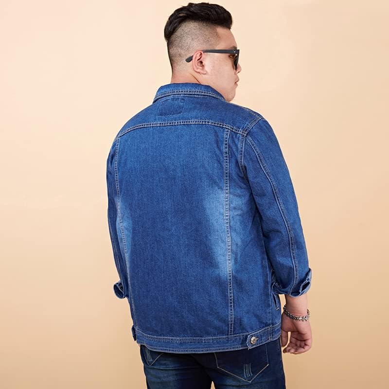 AAPAH Mens Casual Single Breasted Denim Jacket Collar Jeans Loose Coats Clothing Motorcycle Cowboy Jackets