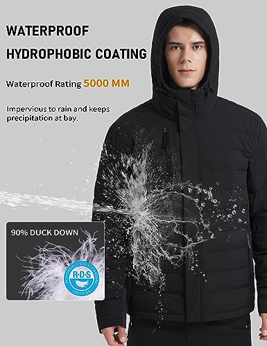 Image of Lesmart Men Down Jacket Puffer Winter Jacket with Hooded Packable Lightweight Windproof Insulated Warm Coat