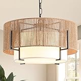 SupMaka 4-Light Rattan Chandelier, 19.7