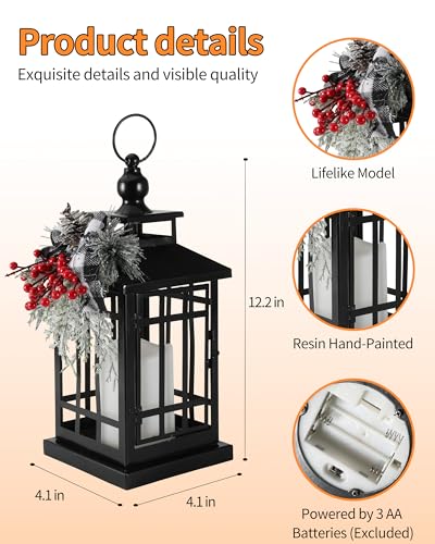 iStatue-Metal-Black-Christmas-Lantern-with-Flameless-Candle-14-Modern-Farmhouse-Decor-Festive-Holiday-Rustic-Home-Gifts-for-Indoor-Outdoor-Xmas iStatue Metal Black Christmas Lantern with Flameless Candle 14 Modern Farmhouse Decor Festive Holiday Rustic Home Gifts for Indoor Outdoor Xmas