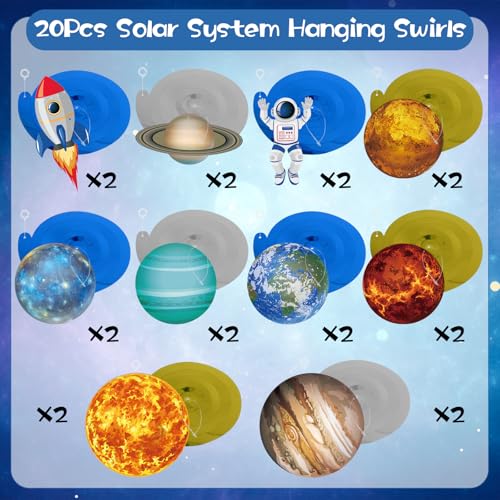 Image of 40Pcs Solar System Hanging Swirl Decorations, Outer Space Party Ceiling Hanging Swirls Space Themed Party Swirls Streamers for Space Themed Birthday Baby Shower Party Decor Supplies