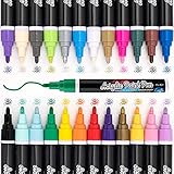 IJIANG Acrylic Paint Pens for Rock Painting, Outdoor Waterproof Paint Markers for Wood, Fabric, Mugs, Canvas, Ceramic, Glass, DIY Craft Making Supplies, Scrapbooking Craft, Card Making (24 colors)