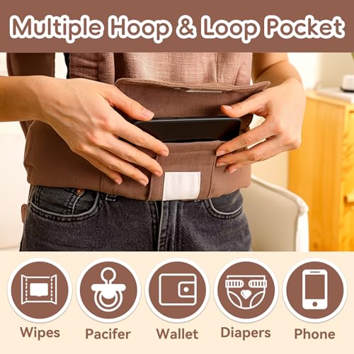 Image of Baby Carrier for Newborn to Toddler-7-45 lbs 0-36 Months Versatile & Adjustable Linen Carrier with Front Pocket Headrest Support for Moms, Dads,Coffee