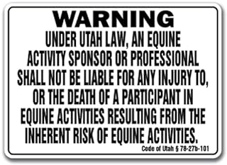 Utah Equine Sign Activity Liability Warning Statute Horse Farm Barn Stable, 10