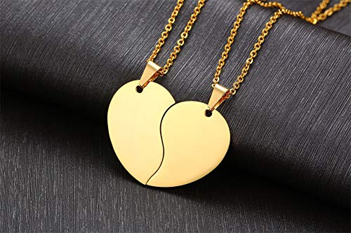 Mealguet Jewelry Personalized Custom Stainless Steel His and Hers A Set of 2 Matching Heart Puzzle Pendant Necklace3