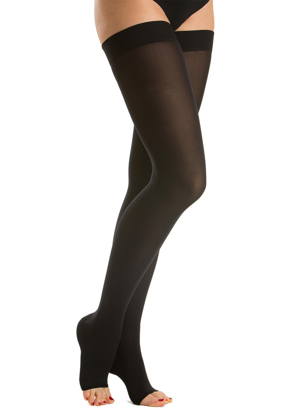 Relaxsan M2070A Medizinische selbsthaftende Schenkelsocken aus Baumwolle Klasse 2 - K2 offene Zehe