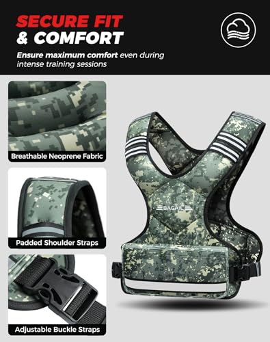 Image of BAGAIL Adjustable Weighted Vest for Women 4-10lb /12-18lb /20-32lb, Comfortable U-Neck Rucking Vest with 6 Removable Weights, Storage Pocket and Reflective Strips for Walking, Jogging, Weight Loss