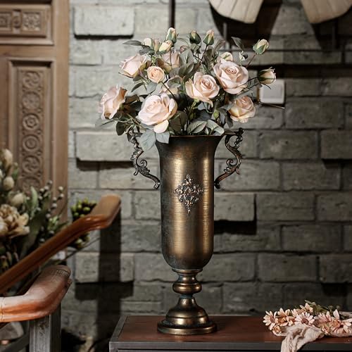 XIAOAIKA Vintage Metal Vase, 20" Tall Antique Bronze Flower Vase