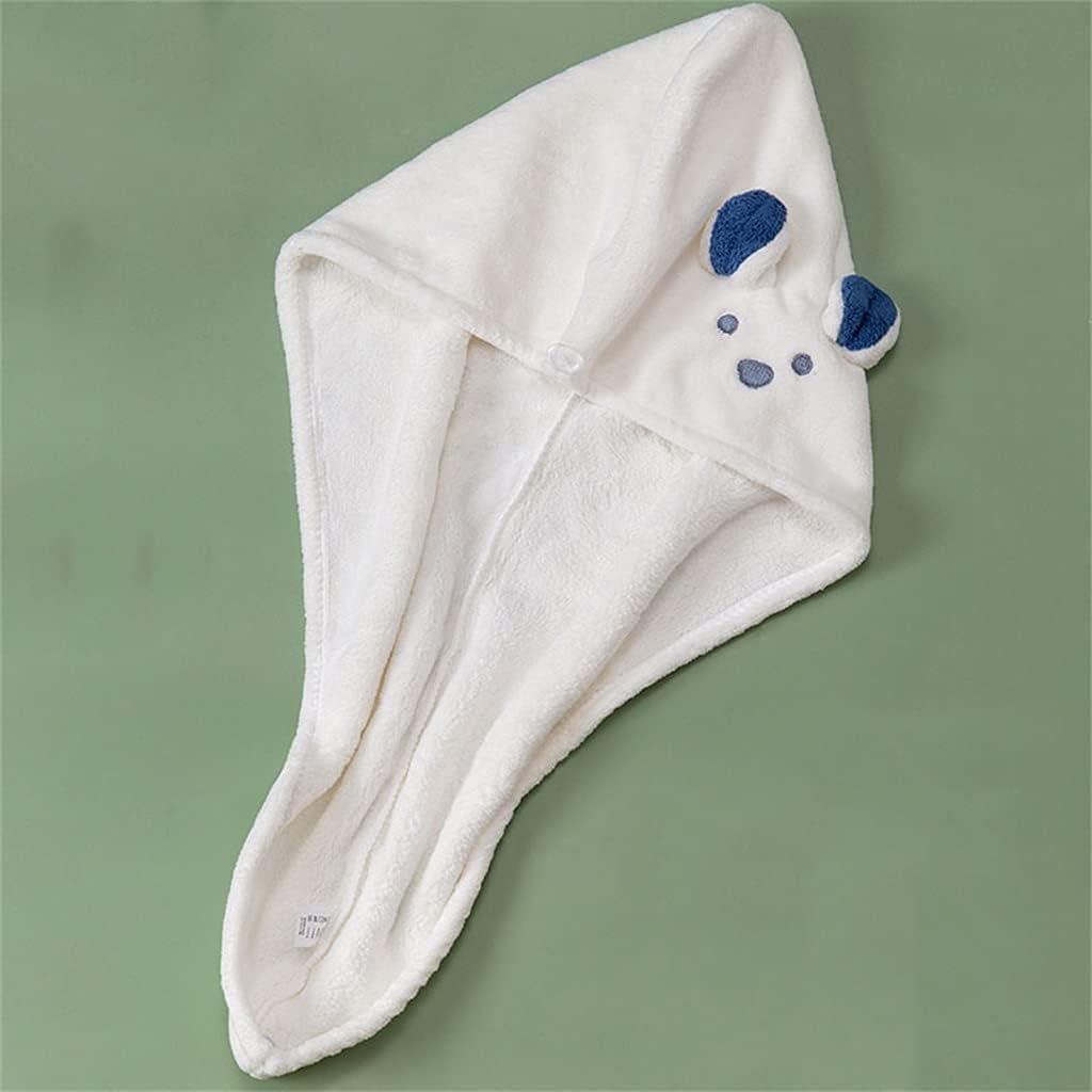 Dry Hair Cap Women's Cute Thickened Water-Absorbing Quick-Drying Soft Turban Shower Towel(E)