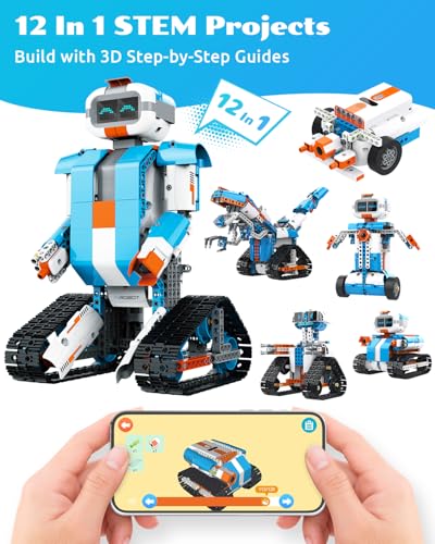 WhalesBot E7 Pro Coding & Remote Control Robot Kit for Kids 8+, Scratch & Modular Programming, Educational Engineering Science Toy Set with Smart Controller/Sensors/Motors for Kids Ages 8-12, 12-16
