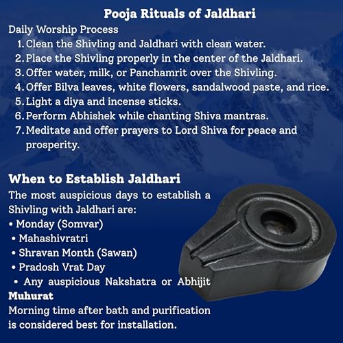 Image of PANDIT NM SHRIMALI Jaldhari for Shivling Narmadeshwar Narmada Stone Black 4 Inch | Jaladhari Yoni Base, Lingam Holder, Jaldhara for Home Puja