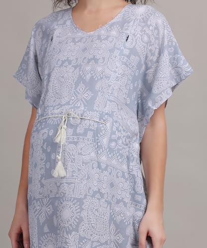 Image of Fabme Women's Printed Kaftan Nursing and Maternity Nighty