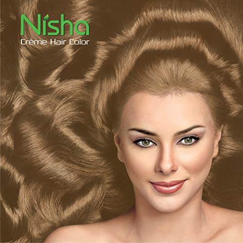 Image of Nisha Creme Hair Color Cream Light Blonde, 150g, Long Lasting Hair Dye for Grey Coverage, Rich Color & Shine, For Men & Women, Pack of 1