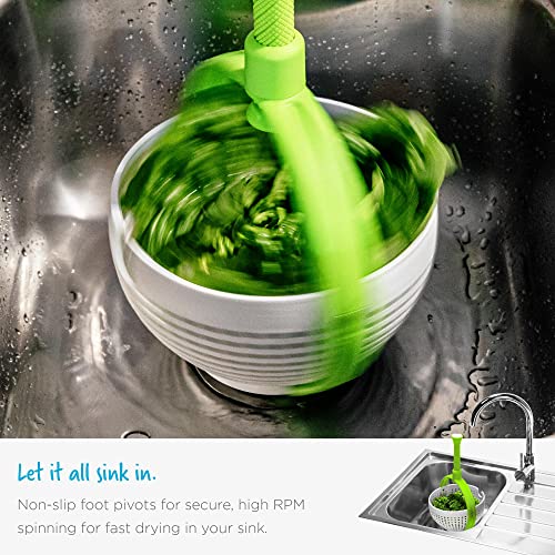 Dreamfarm Spina 2-In-1 Easy-To-Use, Collapsible Salad Spinner & Straining Colander for Salad, Fruit, Vegetable, Lettuce - 3 Quart, White/Green - Image 9