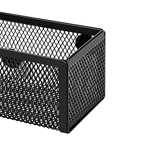 Image of Amazon Basics Magnetic Storage Baskets, Mesh Organizers for Office Supplies and Workspace, 6 inch x 2.5 inch x 2.2 inch, Black, 3-Pack