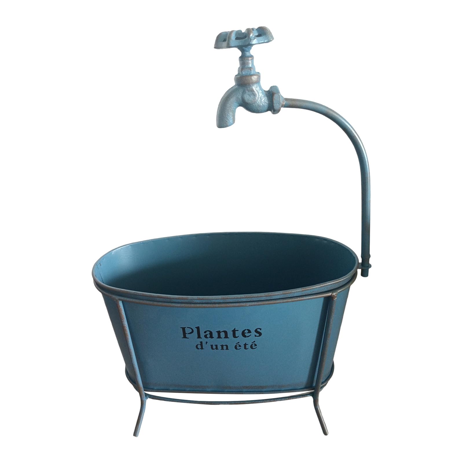 Woedpez Rusty Iron Flower Pots Home Gardening Plant Container Ovals Planter Decorate for Plant Home Garden Decoration Iron Faucet Flower