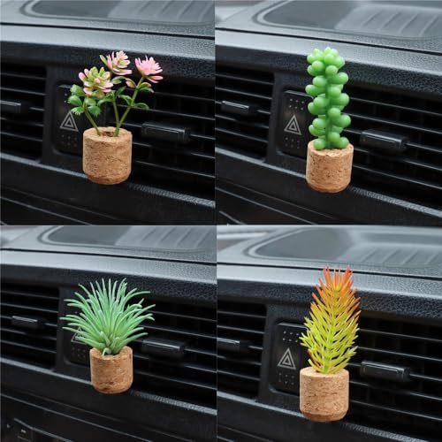 Image of ZOSTLAND Artifical Plant Car Air Vent Clip Decoration,Car Vent Clip Magnet refrigerator stick,Auto Interior Personalized Car Decorations Home Decor Gift (4pcs Plant)