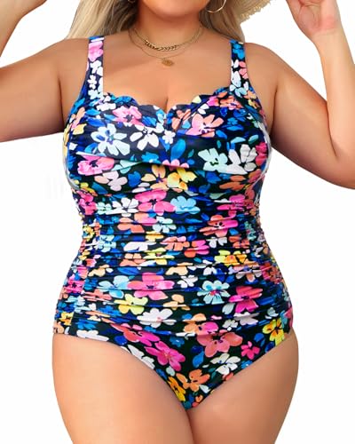 Image of Aqua Eve Womens Plus Size One Piece Swimsuit- Tummy Control Bathing Suit Full Coverage Swimwear