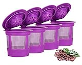 Maxware 4 Reusable Refillable Coffee Filters For Keurig Family 2.0 and 1.0 Brewers Fits K200, K300/K350/K360,/K450/K460, K500/K550/K560 (Purple, 4)