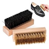 DEARMAMY Schuhputzbürste 2 Stück Mit Pp Und Rosshaarborsten Komfortabler Holzgriff Schonende Lederschuhreinigung Für Schuhe Stiefel Vielseitig Für Zuhause Und Schuhwerkstätten
