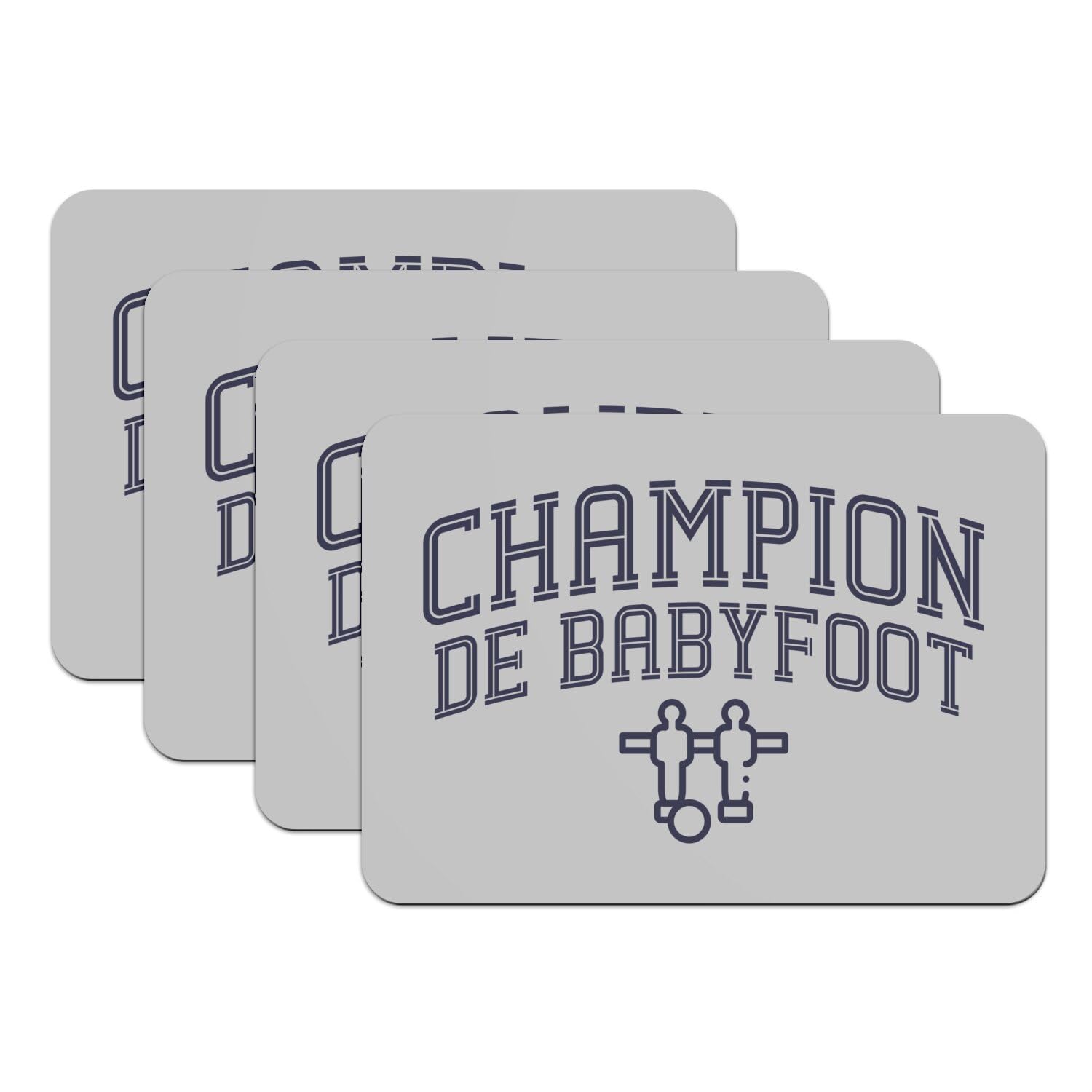 Lot de 4 sets de table caoutchouc gris grand format babyfoot foot