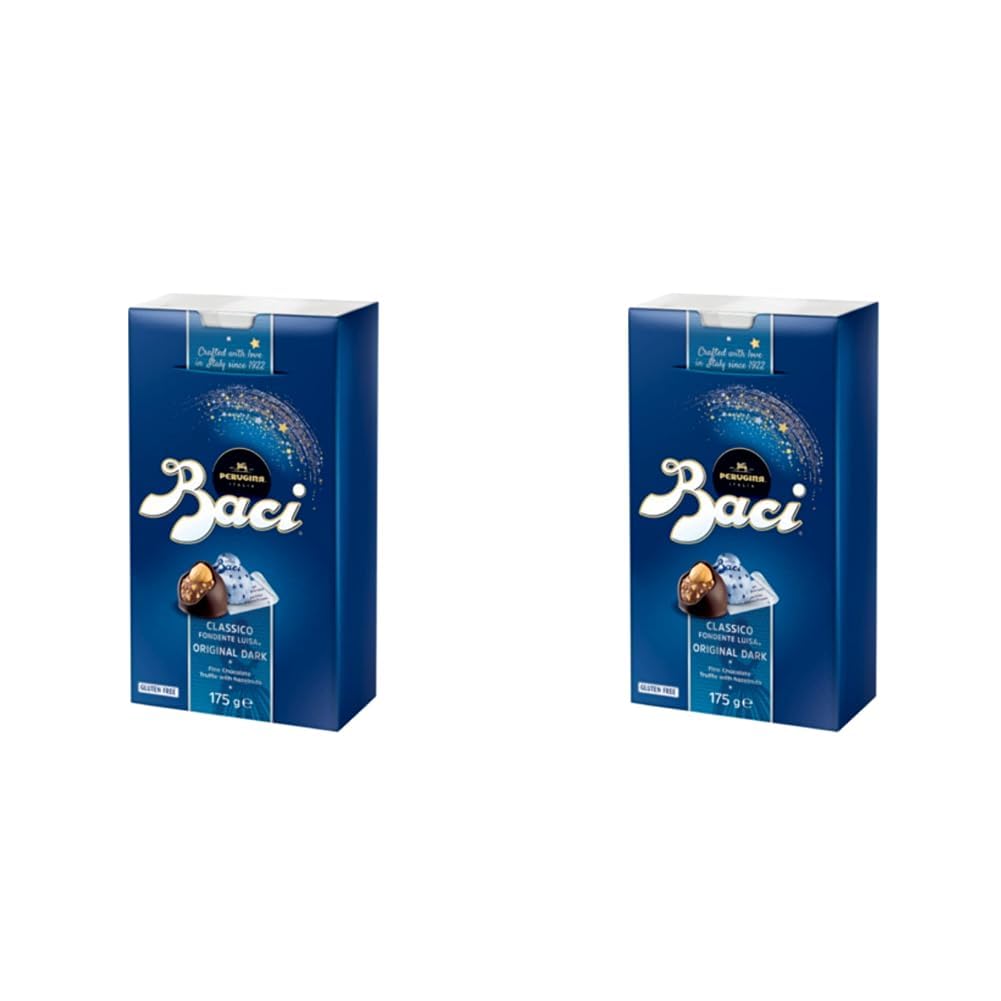 BACIOriginal Dark Bijou, Fine Chocolate Truffle with Hazelnuts, 175g (Pack of 2)