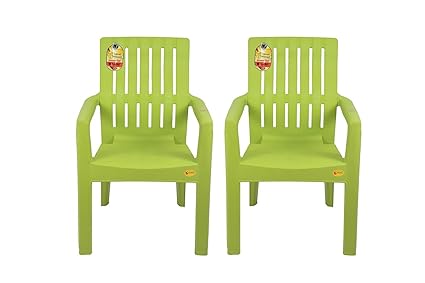 Comfort Creation Highway Orthopaedic Spinal Support Chair (3 Years Warranty on Manufacturing Defect) Weight Bearing Capacity 200kg Plastic Outdoor Chair (Green, Pre-Assembled) (Set of 2)