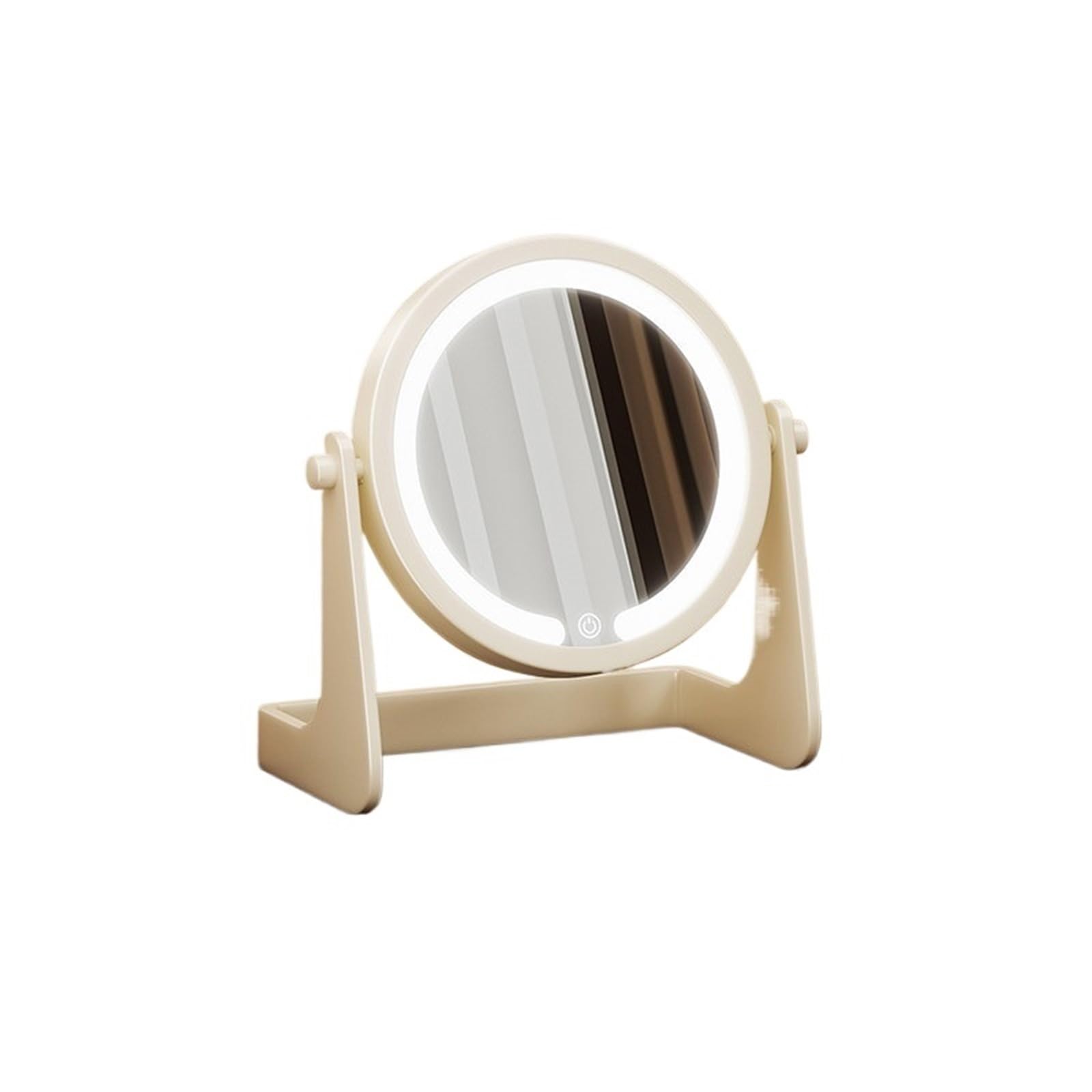KTMBOHU LED Rotating Makeup Mirror With Light Desktop Master Bedroom Makeup Table Rechargeable Small Round Mirror Home Double-sided Mirror