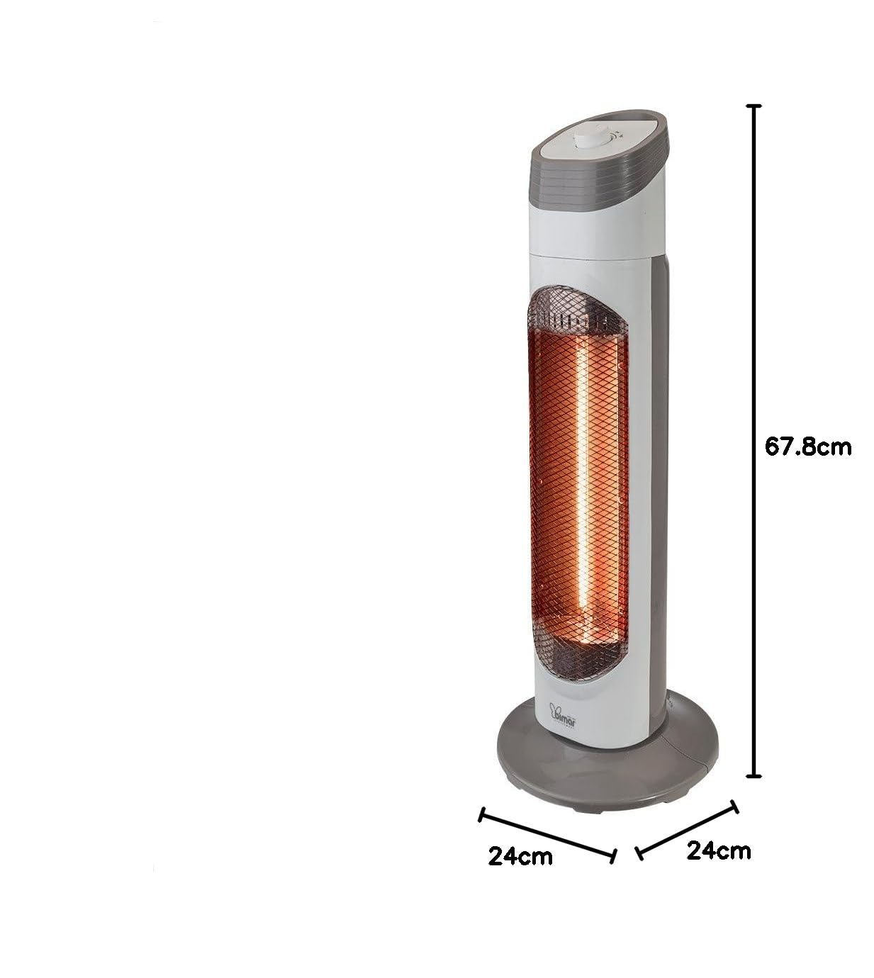 Bimar HR318 Stufetta Elettrica a Basso Consumo, Stufa Radiante in Fibra di Carbonio a Bassa Intensità Luminosa per Ambienti Interni, 2 Potenze di Riscaldamento, Oscillazione Destra e Sinistra