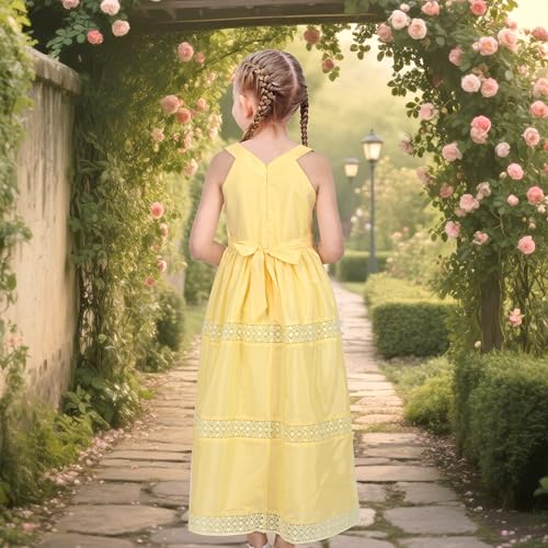 Sunny Fashion Flower Girls Dress Off White V-Back Wedding Bridesmaid Party Formal Lace4