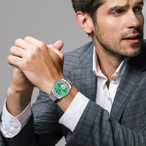 Image of BUREI Men's Classic Luxury Watch Stainless Steel Waterproof Machine Watch Fashion Double Watches Date Sapphire Crystal